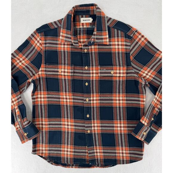 Taylor Stitch The Ledge Shirt 40 M Rust Plaid Navy Heavyweight Flannel - Picture 5 of 8